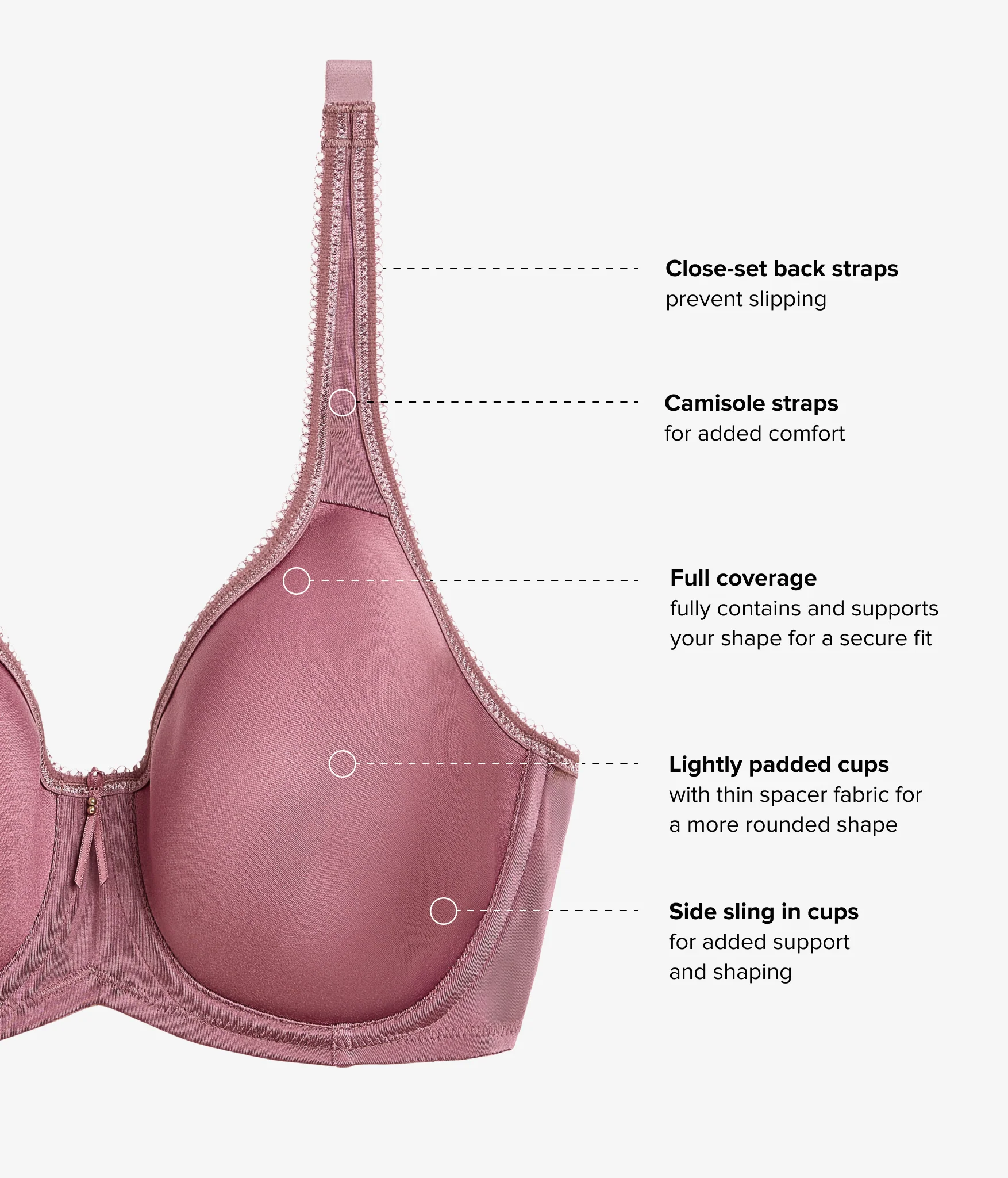 Basic Beauty Spacer Underwire T-Shirt Bra: Rose Brown - Image 5