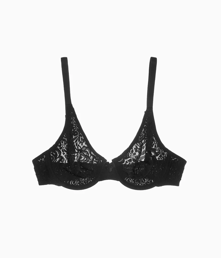 Halo Lace Underwire Bra: Black - Image 5