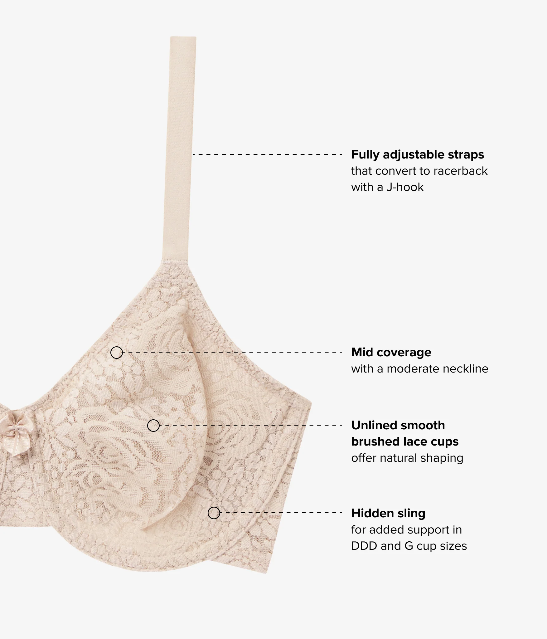 Halo Lace Underwire Bra: Sand - Image 5