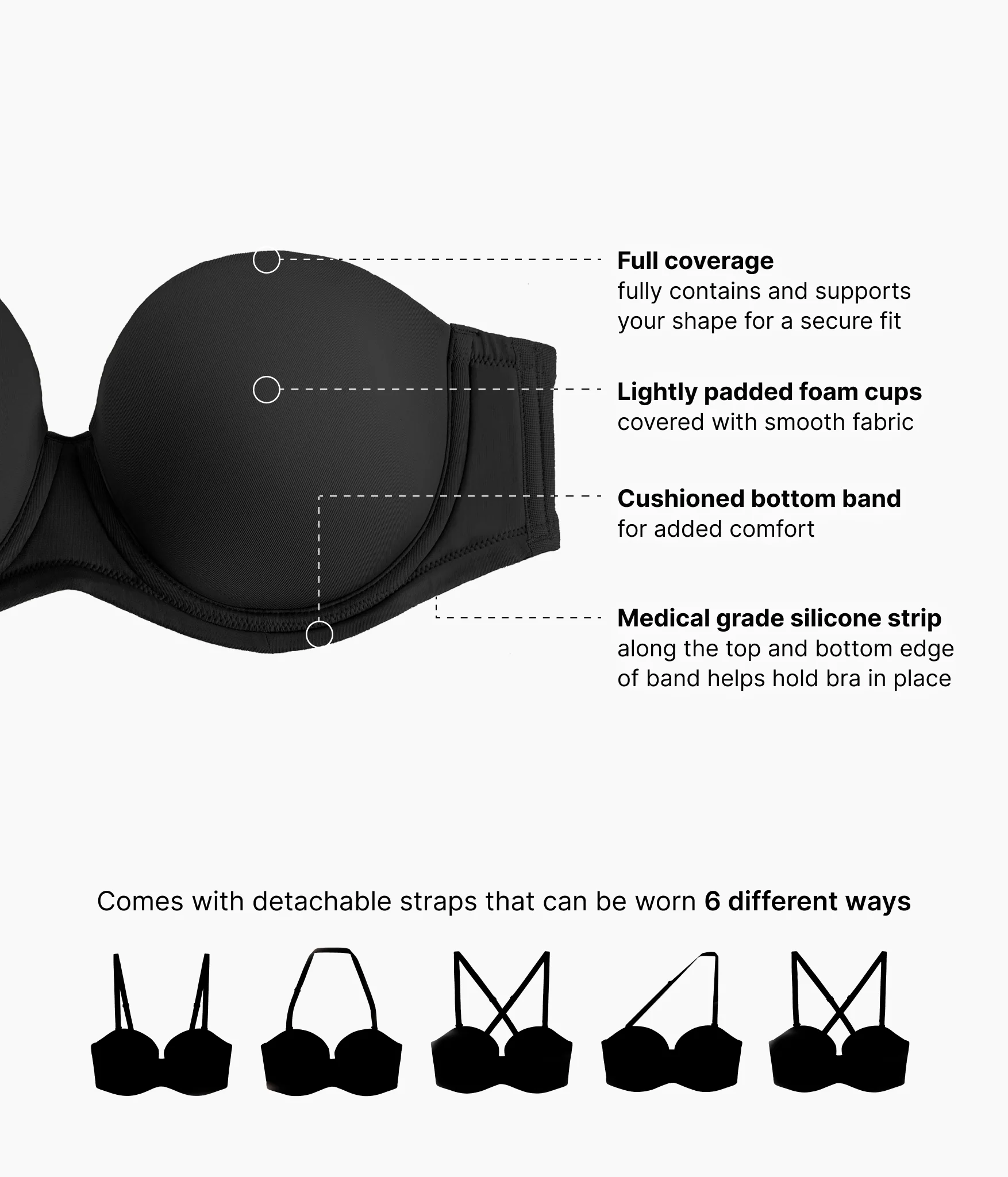 Red Carpet™ Strapless Underwire Bra: Black - Image 4