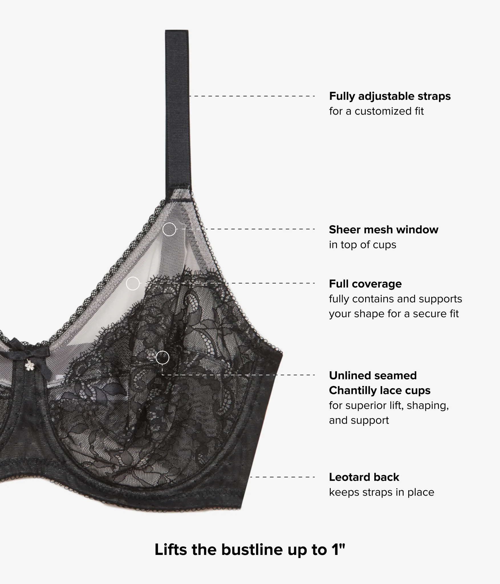 Retro Chic Full Figure Underwire Bra: Black - Image 4