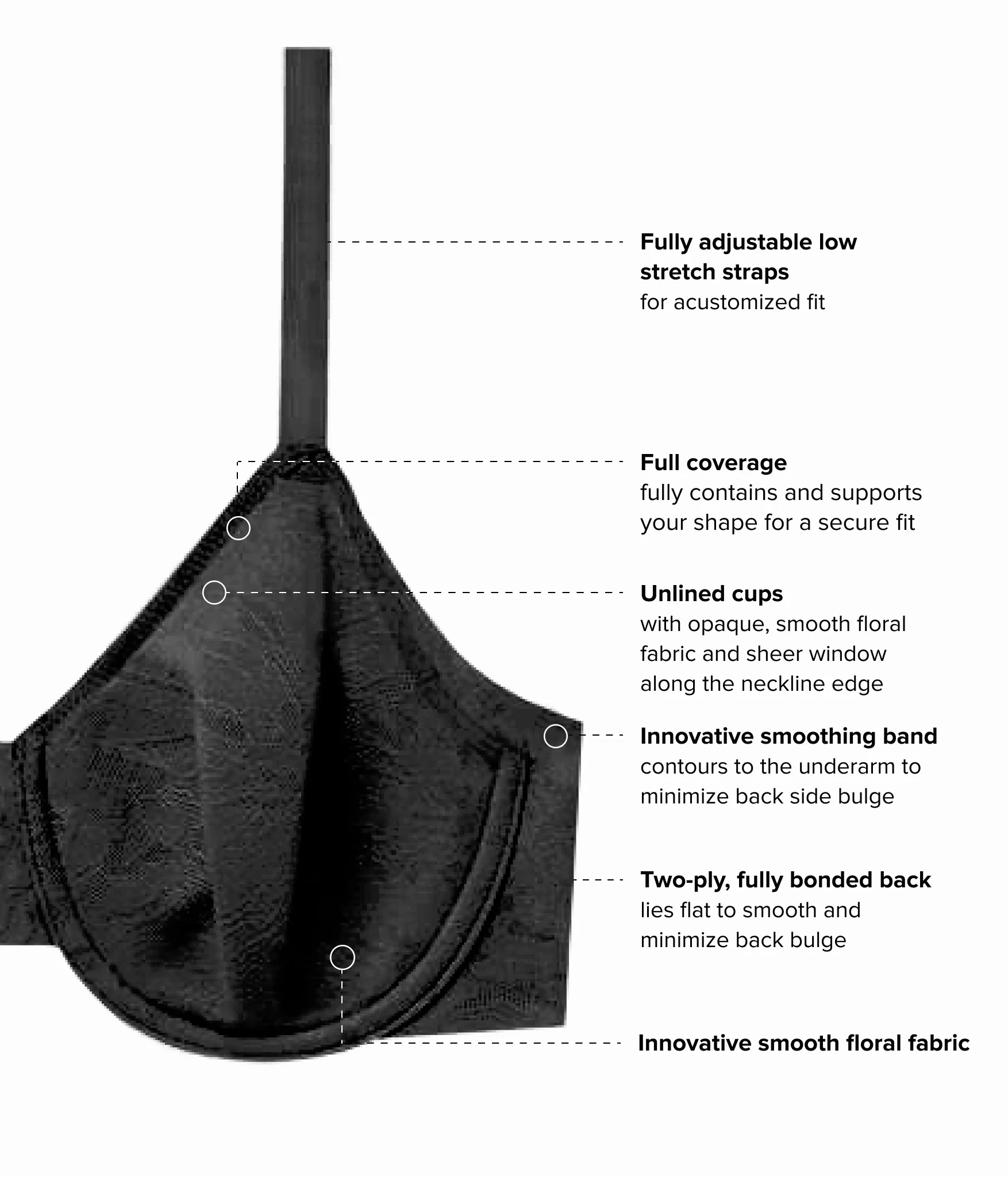Taking Sides Underwire Bra: Black - Image 4